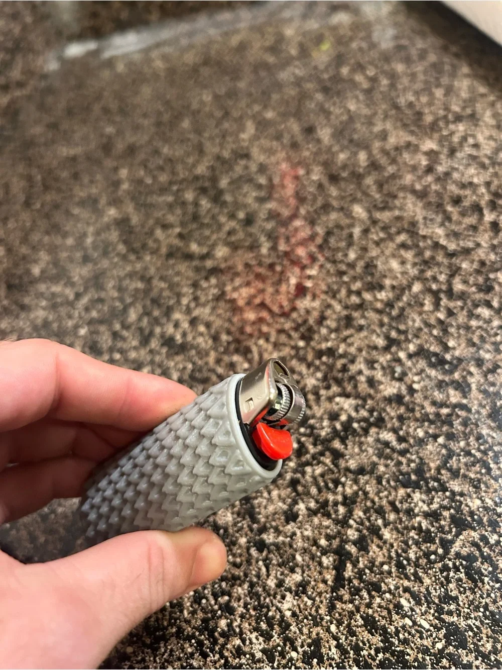 Silicone Grip Lighter Sleeve Cover - Gray with Red Accent